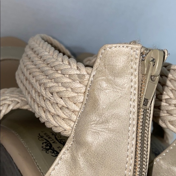 Sold- Charles Albert gold zip woven wedge sandals - Picture 11 of 13